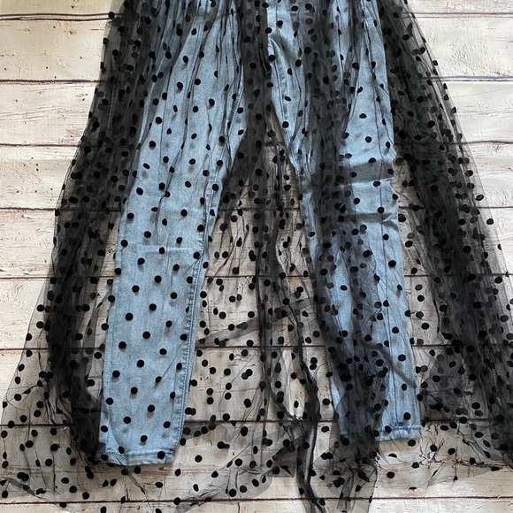 Swiss Dot Tulle Skirt Overlay Light Skinny Jeans - Picture 7 of 7